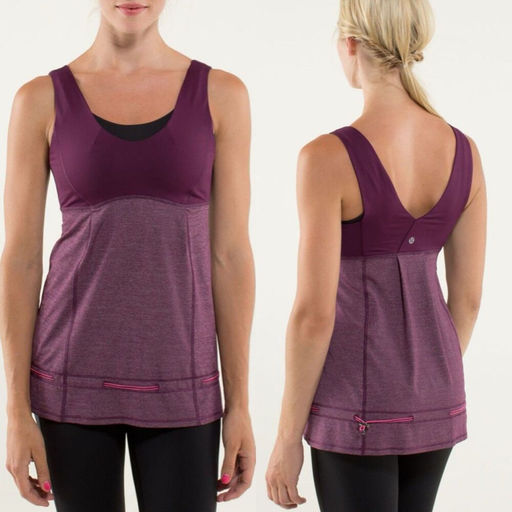 Lululemon Hustle & Bustle Tank Top Sz 4 Plum Purple Drawstring Hem Gorpcore Yoga